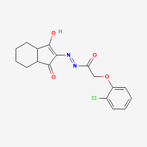molecular formula C17H17ClN2O4 B12333479 2-(2-chlorophenoxy)-N-[(1-hydroxy-3-oxo-3a,4,5,6,7,7a-hexahydroinden-2-yl)imino]acetamide 