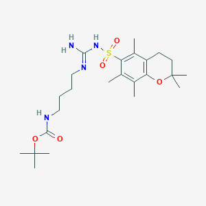 molecular formula C24H40N4O5S B12333517 Tert-butyl (4-(3-((2,2,5,7,8-pentamethylchroman-6-YL)sulfonyl)guanidino)butyl)carbamate CAS No. 1352925-66-6