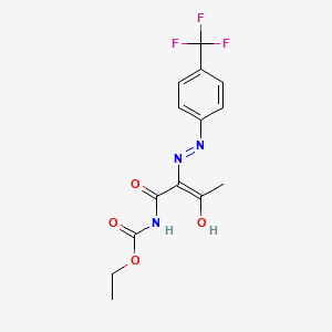 molecular formula C14H14F3N3O4 B12333535 ethyl N-[(2Z)-3-oxo-2-{2-[4-(trifluoromethyl)phenyl]hydrazin-1-ylidene}butanoyl]carbamate 