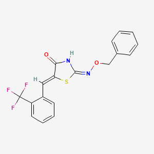 molecular formula C18H13F3N2O2S B12333559 (5Z)-2-[(benzyloxy)amino]-5-{[2-(trifluoromethyl)phenyl]methylidene}-4,5-dihydro-1,3-thiazol-4-one 
