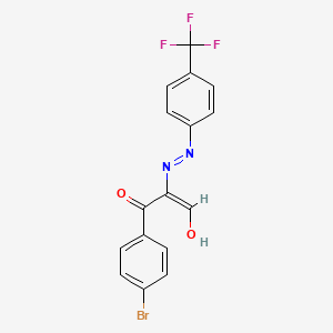 molecular formula C16H10BrF3N2O2 B12333568 (2E)-3-(4-bromophenyl)-3-oxo-2-{2-[4-(trifluoromethyl)phenyl]hydrazin-1-ylidene}propanal 