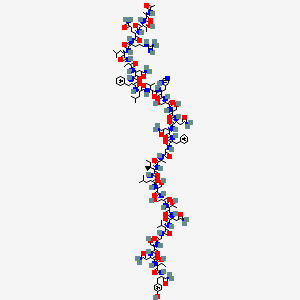 molecular formula C140H218N42O46 B12333667 (2S)-2-[[(2S,3R)-2-[[(2S)-2-acetamidopropanoyl]amino]-3-hydroxybutanoyl]amino]-N-[(2S)-1-[[(2S)-1-[[(2S)-1-[[(2S)-4-amino-1-[[(2S)-1-[[(2S)-1-[[(2S)-1-[[(2S)-1-[[(2S)-1-[[(2S)-1-[[(2S)-4-amino-1-[[(2S)-4-amino-1-[[(2S)-1-[[2-[[(2S)-1-[[(2S,3S)-1-[[(2S)-1-[[(2S)-1-[[(2S)-1-[[(2S,3R)-1-[[(2S)-4-amino-1-[[(2S)-1-[[2-[[(2S)-1-[[(2S)-4-amino-1-[[(2S,3R)-1-[[(2S)-1-amino-3-(4-hydroxyphenyl)-1-oxopropan-2-yl]amino]-3-hydroxy-1-oxobutan-2-yl]amino]-1,4-dioxobutan-2-yl]amino]-3-hydroxy-1-oxopropan-2-yl]amino]-2-oxoethyl]amino]-3-methyl-1-oxobutan-2-yl]amino]-1,4-dioxobutan-2-yl]amino]-3-hydroxy-1-oxobutan-2-yl]amino]-3-hydroxy-1-oxopropan-2-yl]amino]-3-hydroxy-1-oxopropan-2-yl]amino]-4-methyl-1-oxopentan-2-yl]amino]-3-methyl-1-oxopentan-2-yl]amino]-1-oxopropan-2-yl]amino]-2-oxoethyl]amino]-1-oxo-3-phenylpropan-2-yl]amino]-1,4-dioxobutan-2-yl]amino]-1,4-dioxobutan-2-yl]amino]-3-hydroxy-1-oxopropan-2-yl]amino]-3-hydroxy-1-oxopropan-2-yl]amino]-3-(1H-imidazol-5-yl)-1-oxopropan-2-yl]amino]-3-methyl-1-oxobutan-2-yl]amino]-4-methyl-1-oxopentan-2-yl]amino]-1-oxo-3-phenylpropan-2-yl]amino]-1,4-dioxobutan-2-yl]amino]-1-oxopropan-2-yl]amino]-4-methyl-1-oxopentan-2-yl]amino]-5-carbamimidamido-1-oxopentan-2-yl]pentanediamide 