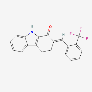 molecular formula C20H14F3NO B12333669 (2E)-2-[[2-(trifluoromethyl)phenyl]methylidene]-4,9-dihydro-3H-carbazol-1-one 
