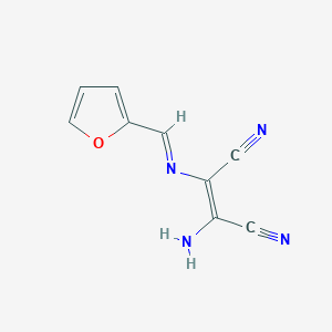molecular formula C9H6N4O B12333689 2-Amino-3-{[(furan-2-yl)methylidene]amino}but-2-enedinitrile 