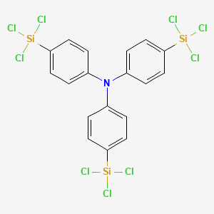 molecular formula C18H12Cl9NSi3 B12333714 Benzenamine, 4-(trichlorosilyl)-N,N-bis[4-(trichlorosilyl)phenyl]- CAS No. 201487-41-4