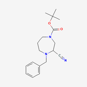 molecular formula C18H25N3O2 B12333792 Tert-butyl 4-benzyl-3-cyano-1,4-diazepane-1-carboxylate 