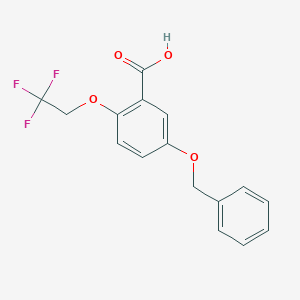 molecular formula C16H13F3O4 B123338 5-(Phenylmethoxy)-2-(2,2,2-trifluoroethoxy)benzoic Acid CAS No. 83526-29-8