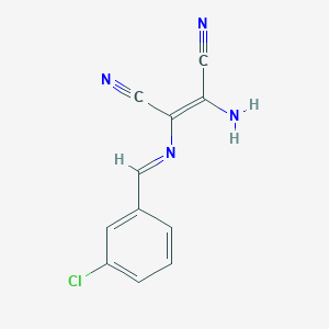 molecular formula C11H7ClN4 B12333829 (Z)-2-amino-3-[(3-chlorophenyl)methylideneamino]but-2-enedinitrile 