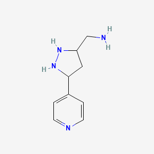 molecular formula C9H14N4 B12333872 1H-Pyrazole-3-methanamine, 5-(4-pyridinyl)- 