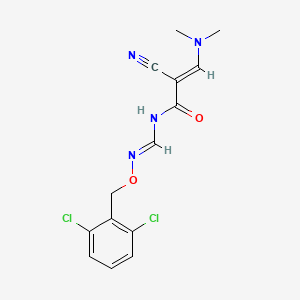 molecular formula C14H14Cl2N4O2 B12334013 (2E)-2-cyano-N-[(1E)-{[(2,6-dichlorophenyl)methoxy]amino}methylidene]-3-(dimethylamino)prop-2-enamide 