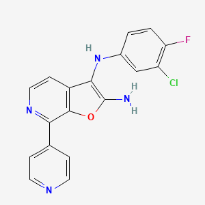 molecular formula C18H12ClFN4O B12334022 N3-(3-Chloro-4-fluorophenyl)-7-(pyridin-4-yl)furo[2,3-c]pyridine-2,3-diamine 
