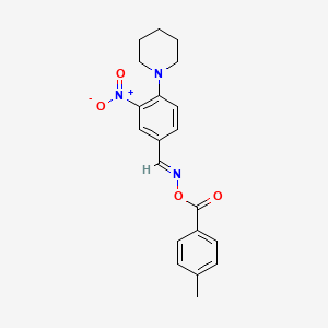 molecular formula C20H21N3O4 B12334146 [(3-Nitro-4-piperidin-1-ylphenyl)methylideneamino] 4-methylbenzoate 
