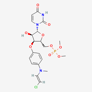 molecular formula C20H25ClN3O9P B1233422 [(2R,3S,4R,5R)-3-[4-[[(E)-2-chloroethenyl]-methylamino]phenoxy]-5-(2,4-dioxopyrimidin-1-yl)-4-hydroxyoxolan-2-yl]methyl dimethyl phosphate CAS No. 25878-32-4