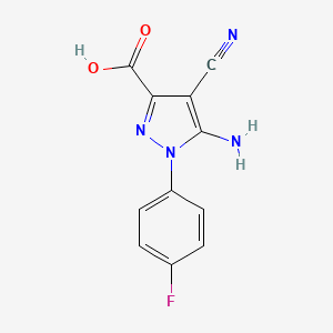 molecular formula C11H7FN4O2 B12334293 5-amino-4-cyano-1-(4-fluorophenyl)-1H-pyrazole-3-carboxylic acid CAS No. 1001665-66-2