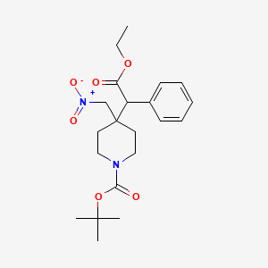 molecular formula C21H30N2O6 B12334350 Tert-butyl 4-(2-ethoxy-2-oxo-1-phenylethyl)-4-(nitromethyl)piperidine-1-carboxylate CAS No. 1245643-40-6