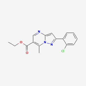molecular formula C16H14ClN3O2 B12334467 Ethyl 2-(2-chlorophenyl)-7-methylpyrazolo[1,5-a]pyrimidine-6-carboxylate 