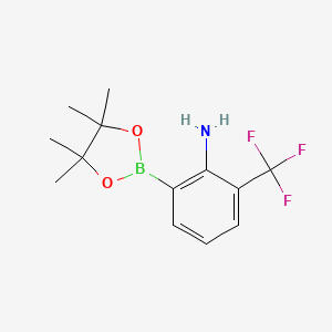 molecular formula C13H17BF3NO2 B12334704 Benzenamine, 2-(4,4,5,5-tetramethyl-1,3,2-dioxaborolan-2-yl)-6-(trifluoromethyl)- CAS No. 1421322-61-3