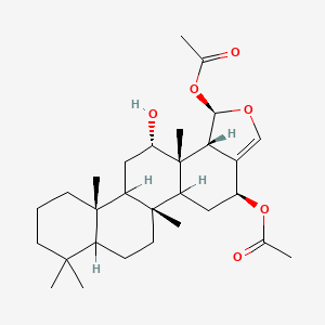 molecular formula C29H44O6 B1233474 [(1R,4S,5bR,11aS,13S,13aS,13bS)-1-acetyloxy-13-hydroxy-5b,8,8,11a,13a-pentamethyl-1,4,5,5a,6,7,7a,9,10,11,11b,12,13,13b-tetradecahydrophenanthro[2,1-e][2]benzofuran-4-yl] acetate 