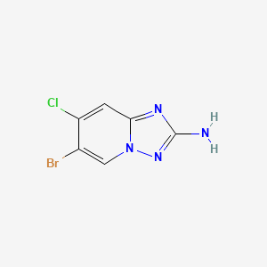 molecular formula C6H4BrClN4 B12334749 6-Bromo-7-chloro-[1,2,4]triazolo[1,5-A]pyridin-2-amine CAS No. 1649478-41-0
