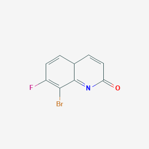 molecular formula C9H5BrFNO B12334774 8-bromo-7-fluoro-4aH-quinolin-2-one 
