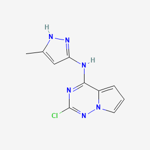 molecular formula C10H9ClN6 B12334883 2-chloro-N-(5-methyl-1H-pyrazol-3-yl)pyrrolo[2,1-f][1,2,4]triazin-4-amine 