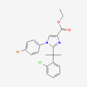 molecular formula C21H20BrClN2O2 B12334902 1H-Imidazole-4-carboxylic acid, 1-(4-bromophenyl)-2-[1-(2-chlorophenyl)-1-methylethyl]-, ethyl ester 