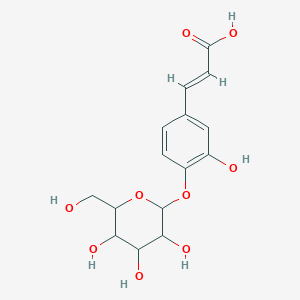 molecular formula C15H18O9 B1233497 3-[3-hydroxy-4-[(2S,3R,4S,5S,6R)-3,4,5-trihydroxy-6-(hydroxymethyl)oxan-2-yl]oxyphenyl]prop-2-enoic acid CAS No. 17093-82-2