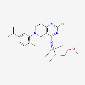 molecular formula C25H33ClN4O B12334986 8-Azabicyclo[3.2.1]octane, 8-[2-chloro-5,6,7,8-tetrahydro-6-[2-methyl-5-(1-methylethyl)phenyl]pyrido[4,3-d]pyrimidin-4-yl]-3-methoxy- 