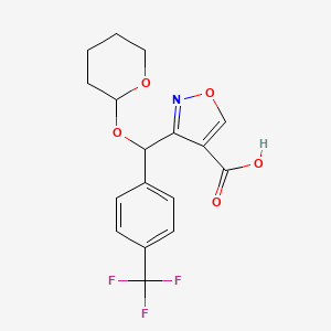 molecular formula C17H16F3NO5 B12335065 3-[[(2-Tetrahydropyranyl)oxy][4-(trifluoromethyl)phenyl]methyl]isoxazole-4-carboxylic Acid CAS No. 2006277-46-7