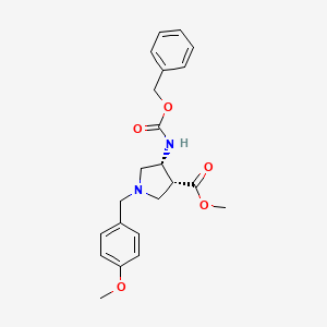 molecular formula C22H26N2O5 B12335180 (3R,4R)-Methyl 4-(((benzyloxy)carbonyl)amino)-1-(4-methoxybenzyl)pyrrolidine-3-carboxylate CAS No. 1245648-14-9