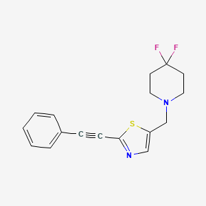 molecular formula C17H16F2N2S B12335186 5-((4,4-Difluoropiperidin-1-yl)methyl)-2-(phenylethynyl)thiazole 