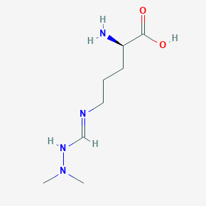 molecular formula C8H18N4O2 B12335252 (2R)-2-amino-5-[(2,2-dimethylhydrazinyl)methylideneamino]pentanoic acid 