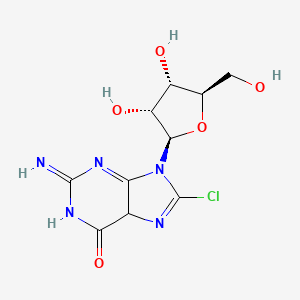 molecular formula C10H12ClN5O5 B12335374 8-chloro-9-[(2R,3R,4S,5R)-3,4-dihydroxy-5-(hydroxymethyl)oxolan-2-yl]-2-imino-5H-purin-6-one 