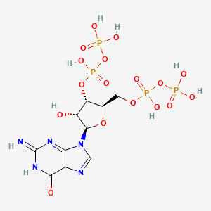 molecular formula C10H17N5O17P4 B12335382 Guanosine 3'-(trihydrogen diphosphate), 5'-(trihydrogen diphosphate) 