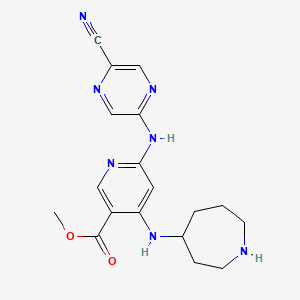 molecular formula C18H21N7O2 B12335486 Methyl 4-(azepan-4-ylamino)-6-((5-cyanopyrazin-2-yl)amino)nicotinate 