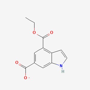 molecular formula C12H10NO4- B12335501 4-ethoxycarbonyl-1H-indole-6-carboxylate 