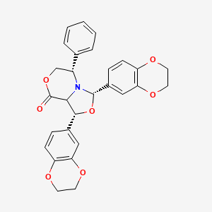 molecular formula C28H25NO7 B12335679 1,3-Bis-(2,3-dihydro-benzo[1,4]dioxin-6-yl)-5-phenyl-tetrahydro-oxazolo[4,3-c][1,4]oxazin-8-one 