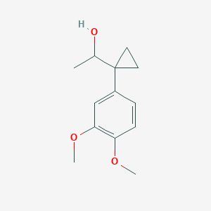 molecular formula C13H18O3 B12335791 1-[1-(3,4-Dimethoxyphenyl)cyclopropyl]ethan-1-ol 