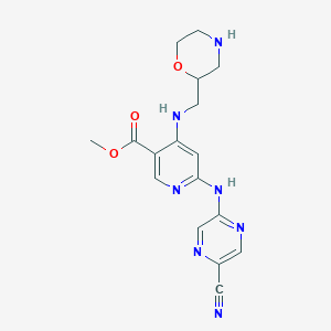 molecular formula C17H19N7O3 B12335851 Methyl 6-((5-cyanopyrazin-2-yl)amino)-4-((morpholin-2-ylmethyl)amino)nicotinate 