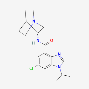 molecular formula C18H23ClN4O B1233602 N-[(3R)-1-azabicyclo[2.2.2]octan-3-yl]-6-chloro-1-propan-2-yl-4-benzimidazolecarboxamide 