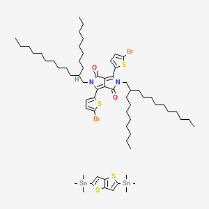 molecular formula C66H106Br2N2O2S4Sn2 B12336045 1,4-Bis(5-bromothiophen-2-yl)-2,5-bis(2-octyldodecyl)pyrrolo[3,4-c]pyrrole-3,6-dione;trimethyl-(5-trimethylstannylthieno[3,2-b]thiophen-2-yl)stannane 