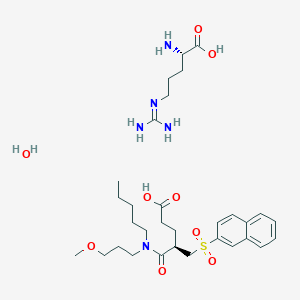 (2S)-2-amino-5-(diaminomethylideneamino)pentanoic acid;(4R)-5-[3-methoxypropyl(pentyl)amino]-4-(naphthalen-2-ylsulfonylmethyl)-5-oxopentanoic acid;hydrate