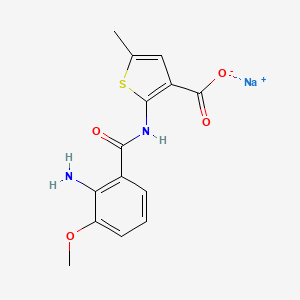 molecular formula C14H13N2NaO4S B12336189 Sodium 2-(2-amino-3-methoxybenzamido)-5-methylthiophene-3-carboxylate 