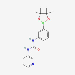 molecular formula C18H22BN3O3 B12336231 1-(Pyridin-3-yl)-3-(3-(4,4,5,5-tetramethyl-1,3,2-dioxaborolan-2-yl)phenyl)urea 