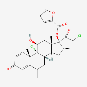 molecular formula C28H32Cl2O6 B12336249 Pregna-1,4-diene-3,20-dione, 9,21-dichloro-17-[(2-furanylcarbonyl)oxy]-11-hydroxy-6,16-dimethyl-, (11beta,16alpha)- CAS No. 1370190-55-8