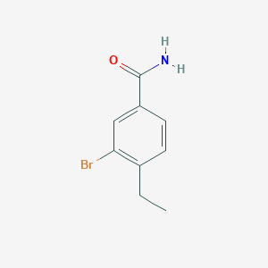 molecular formula C9H10BrNO B12336285 3-Bromo-4-ethyl-benzamide 