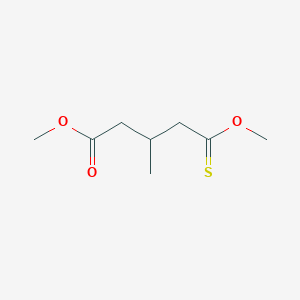 molecular formula C8H14O3S B12336355 Methyl 5-methoxy-3-methyl-5-sulfanylidenepentanoate 