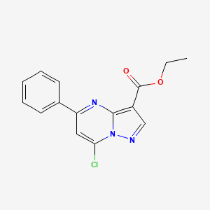 molecular formula C15H12ClN3O2 B12336468 Ethyl 7-chloro-5-phenylpyrazolo[1,5-a]pyrimidine-3-carboxylate 
