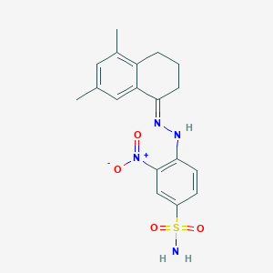 4-[(2E)-2-(5,7-dimethyl-3,4-dihydro-2H-naphthalen-1-ylidene)hydrazinyl]-3-nitrobenzenesulfonamide