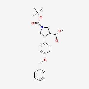 molecular formula C23H26NO5- B12336649 1-[(2-Methylpropan-2-yl)oxycarbonyl]-4-(4-phenylmethoxyphenyl)pyrrolidine-3-carboxylate 
